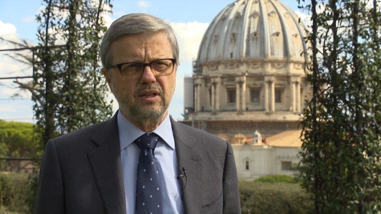 Prof. Andrea Arcangeli with the dome of St. Peter's Basilica in the background