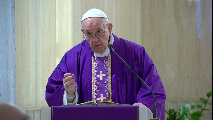 Pope Francis delivering his homily on Tuesday