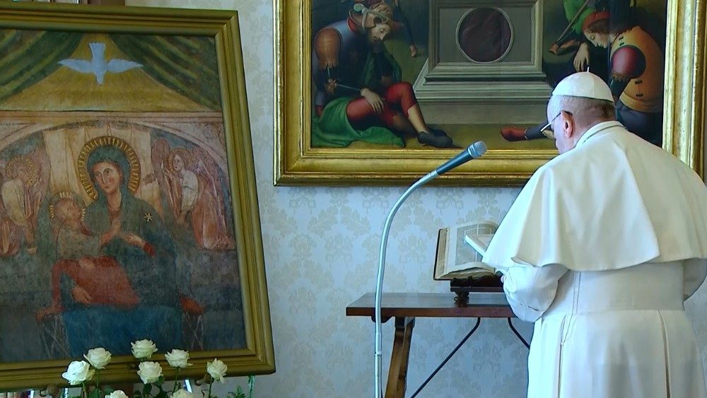 Modlitba Svätého Otca pred kópiou milostivého obrazu Madonna del Divino Amore - Vatikán, 8. marca 2020 (videoposolstvo)