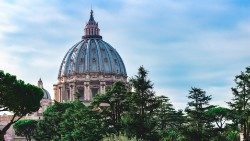 A view of St. Peter's Basilica from the Vatican gardens