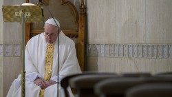 Pope Francis reflecting during Mass on Thursday at the Casa Santa Marta