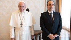 El Papa Francisco recibe en audiencia, en marzo 2020, al Profesor Franco Anelli, Rector de la Universidad Católica Sagrado Corazón 