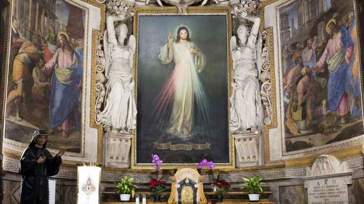Kaple s obrazem Krista namalovaného podle vize  sv. Faustyny v Santo Spirito in Sassia