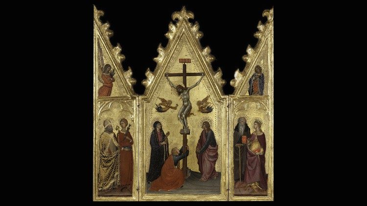 «Korsfestelse og helgener» (Paolo di Giovanni Fei, Vatikanmuseene)