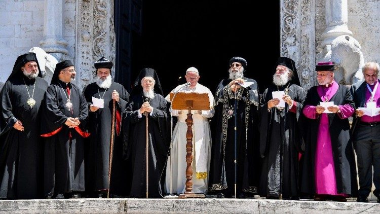 Le Pape à Bari en 2018 avec les patriarches orientaux