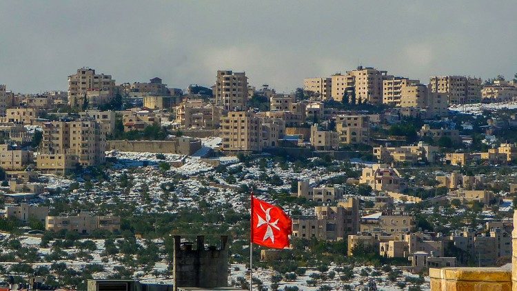 Die Flagge des Malteserordens in Bethlehem