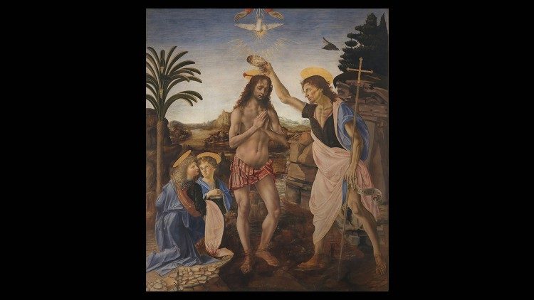 Andrea del Verocchio, Leonardo da Vinci a dílna: Křest Kristův