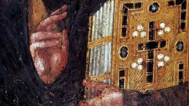 «Han åpnet deres forstand». Detalj av Kristus-ikon fra Katarinaklosteret i Sinai