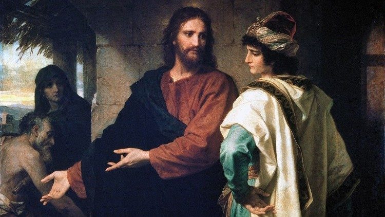 Ježíš v rozhovoru s bohatým mladíkem. Ilustrační foto.