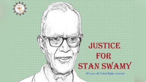 फादर स्टैन स्वामी की गिरफ्तारी के विरूद्ध मौन मानव शृंखला