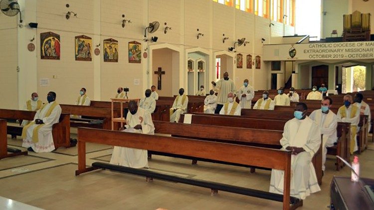 Priests at Mass in Our Lady of Assumption Cathedral, Manzini, Eswatini