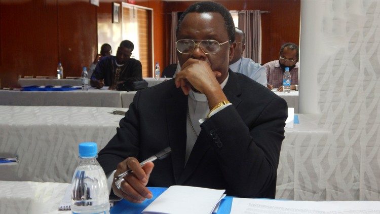 President of the Zambia Conference of Catholic Bishops, Bishop George Cosmas Zumaire Lungu at the peace workshop.