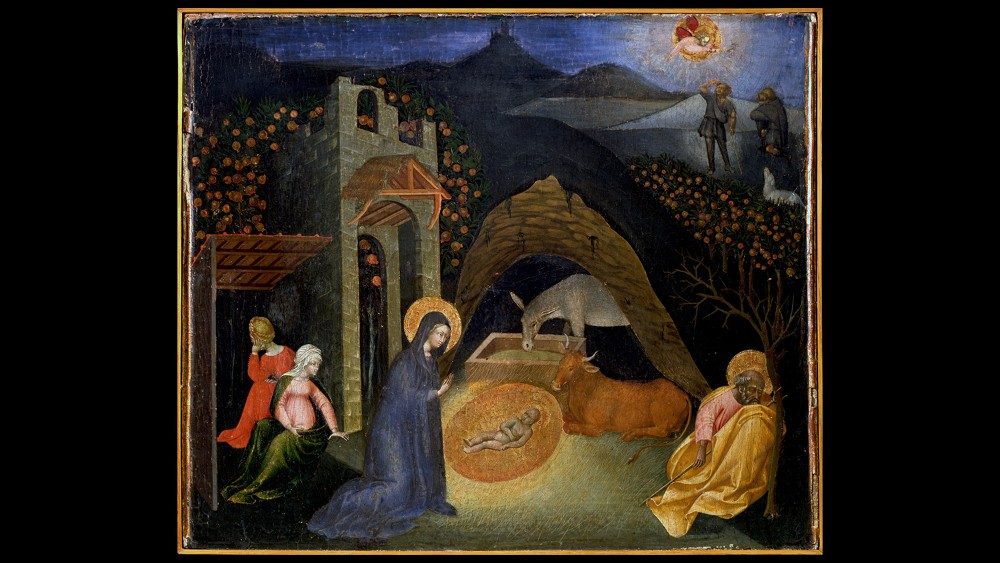 John of Paul (1395/1400 ca. 1482); Altar-step compartment: The Nativity and the Annunciation to the Shepherds; Tempera on poplar; 1435 ca.; Vatican Art Gallery © Musei Vaticani