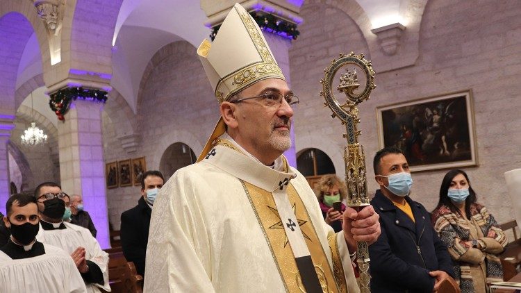 Jeruzalės patriarchas P. Pizzaballa Betliejuje 2020 m. gruodį