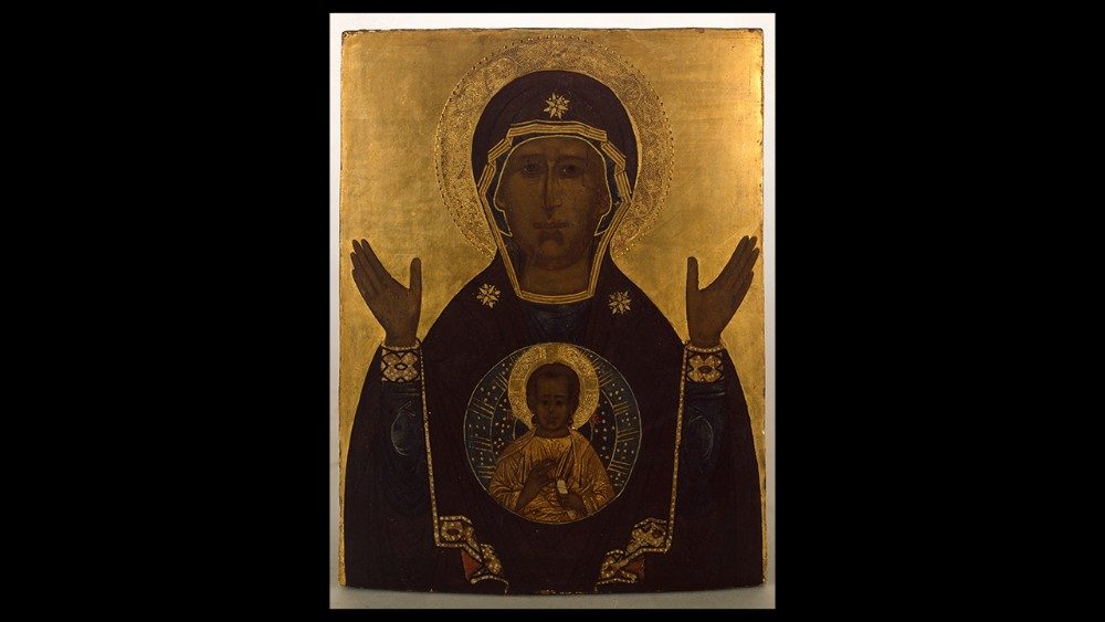 María Santísima Madre de Dios – “Virgen de la Señal”, arte eslavo-macedonio (s. XVII-XVIII), tempera y oro sobre tabla de castaño. © Musei Vaticani