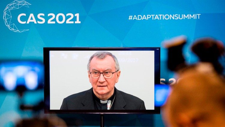 Kardinal Pietro Parolin vid det virtuella mötet CAS 2021