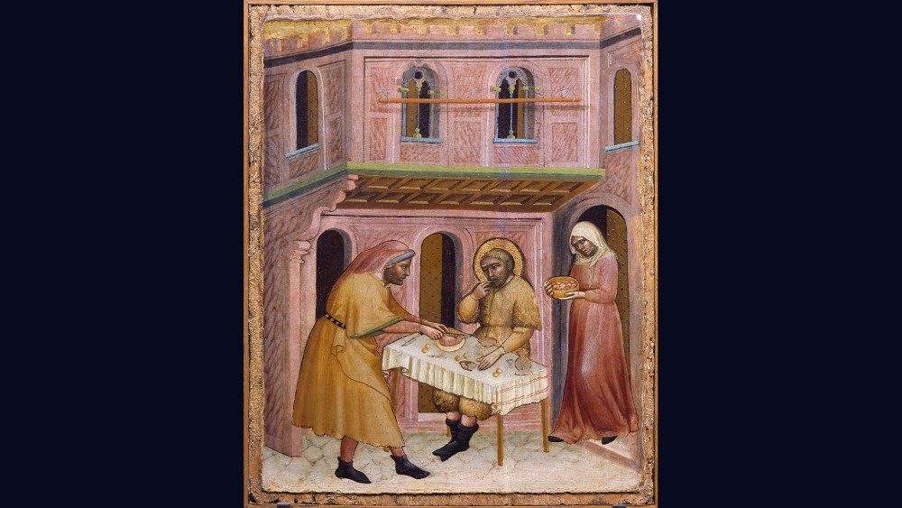 Olivuccio di Ciccarello, “Obras de Misericordia” (1404), tempera y oro sobre tabla, Museos Vaticanos, Pinacoteca Vaticana. © Museos Vaticanos
