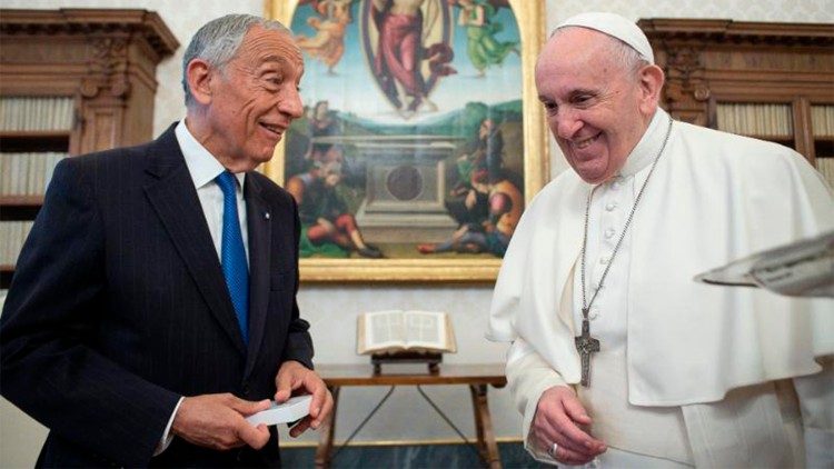 Le Pape et le président portugais ce vendredi 12 mars 2021.