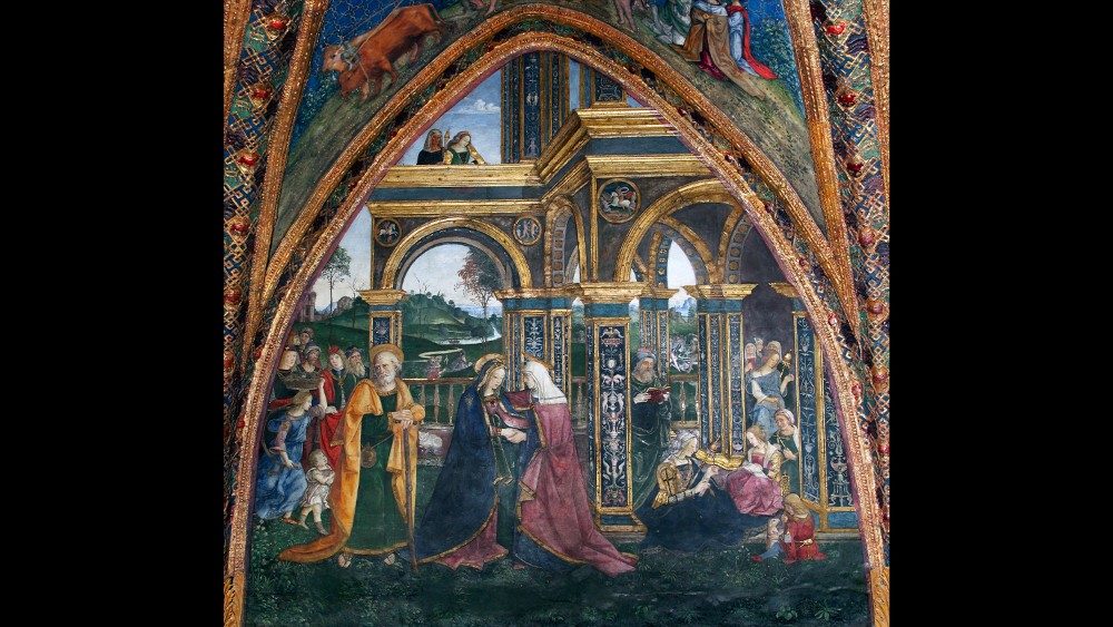 Pinturicchio e ajudantes, A Visitação, afresco, 1492-1494, Apartamento Borgia, Sala dos Santos © Musei Vaticani