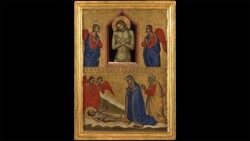 Francescuccio di Cecco, dit "Francescuccio Ghissi", "Le Christ mort et les anges; Adoration de Jésus Enfant", vers 1360. © Musei Vaticani