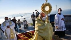 Celebración de Corpus Christi en el Cristo Redentor, Río de Janeiro, en 2021.