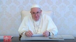 Pope Francis appears in a video message