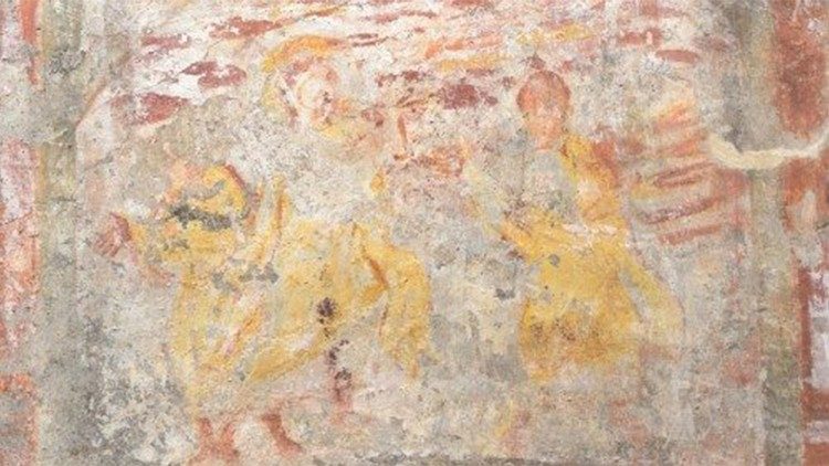 Freska Nanebstoupení v katakombách sv. Sebastiána