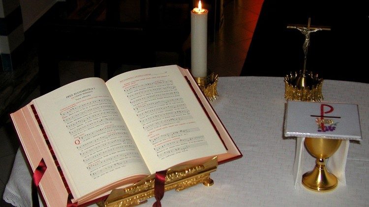 Missal open to the First Eucharistic Prayer, the Roman Canon