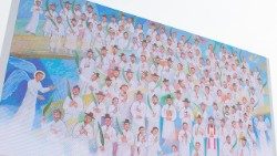 La fresque déployée à Séoul lors de la canonisation des martyrs de Corée, le 16 août 2014.