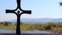 File photo of the vandalized cross near Lake Tiberias (photo credit: G. Röwekamp DVHL)