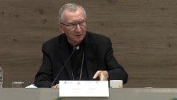 Le cardinal Parolin, ici lors d'une conférence à Madrid (image d'archive)