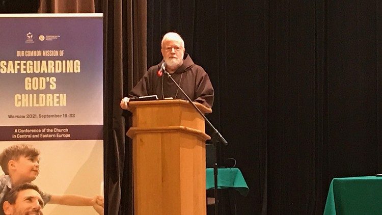 Cardinal Sean Patrick O'Malley speaks at the conference in Warsaw