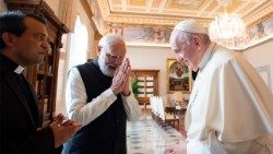 Le Premier ministre Narendra Modi lors de sa rencontre avec le Pape François, le 30 octobre 2021.