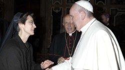 Franciscan Sister of the Eucharist Raffaela Petrini with Pope Francis