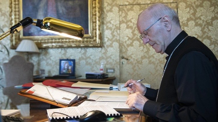 Bishop Nunzio Galantino, President of APSA, at his desk