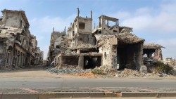 Bombed buildings in Homs, Syria