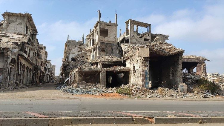 Homs, Syrie. Des quartiers entiers détruits par les combats et les bombardements