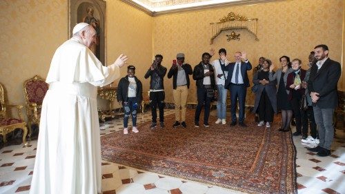 Pope Francis receives a group of refugees from Cyprus