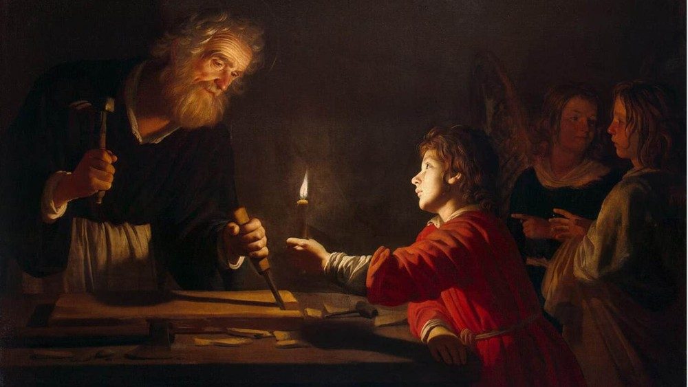 São José e Jesus que segura uma vela para seu pai (Gerrit Van Honthorst, 1630)