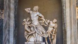 Die Laokoon-Gruppe in den Vatikanischen Museen. Der rechte, stark abgewinkelte Arm des Laokoon ist der, den Ludwig Pollak fand und dem Vatikan schenkte.
