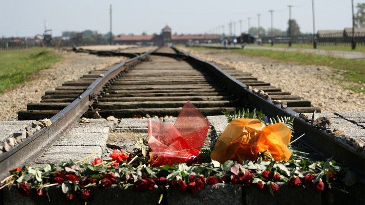 Train track at Nazi concentration camp, Auschwitz 