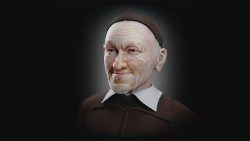 O rosto aproximado de São Vicente de Paulo quando de sua morte em 1660. "Podemos afirmar com certeza? Não, não podemos, porque nós não temos acesso ao material (crânio)", explica o designer 3D Cícero Moraes.