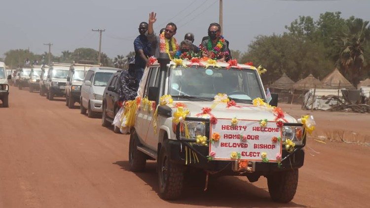 Welcome for Bishop Christian Calassare upon his arrival in Rumbek.