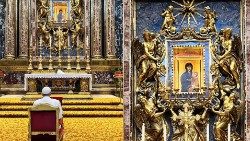 Pope Francis praying before Our Lady's icon in St. Mary Major