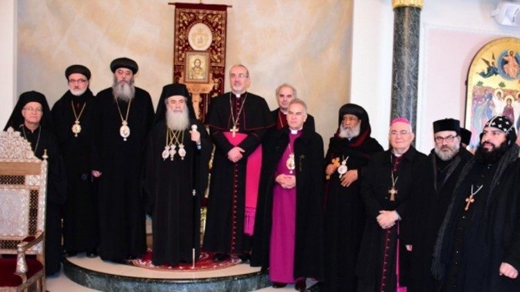 Patriarch Pierbattista Pizzaballa with the Patriarchs and Heads of Churches of Jerusalem