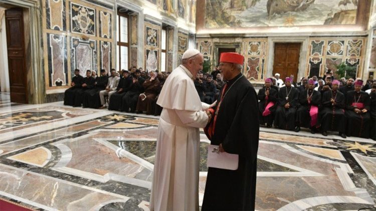 Cardinal Souraphiel of Ethiopia with Pope Francis