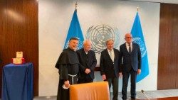 El encuentro en la ONU entre el Secretario General, Guterres, el Cardenal Bassetti, padre Fortunato y Vaccari, fundador de Rondine