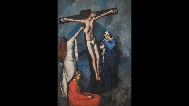 Primo Conti, Crocifissione, 1924, olio su tela, cm 190 x 130. Firenze, Convento di Santa Maria Novella. Foto Antonio Quattrone
