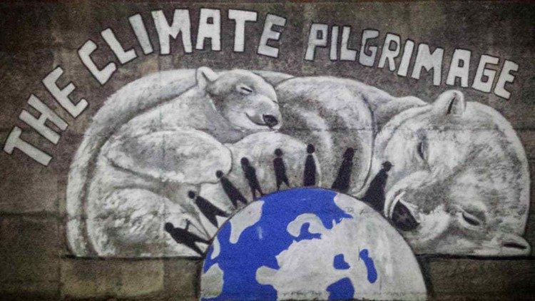 Saño and other climate activists completed the above mural in Italy during the 2018 Climate Pilgrimage.