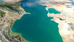 Luftansicht aufs Kaspische Meer